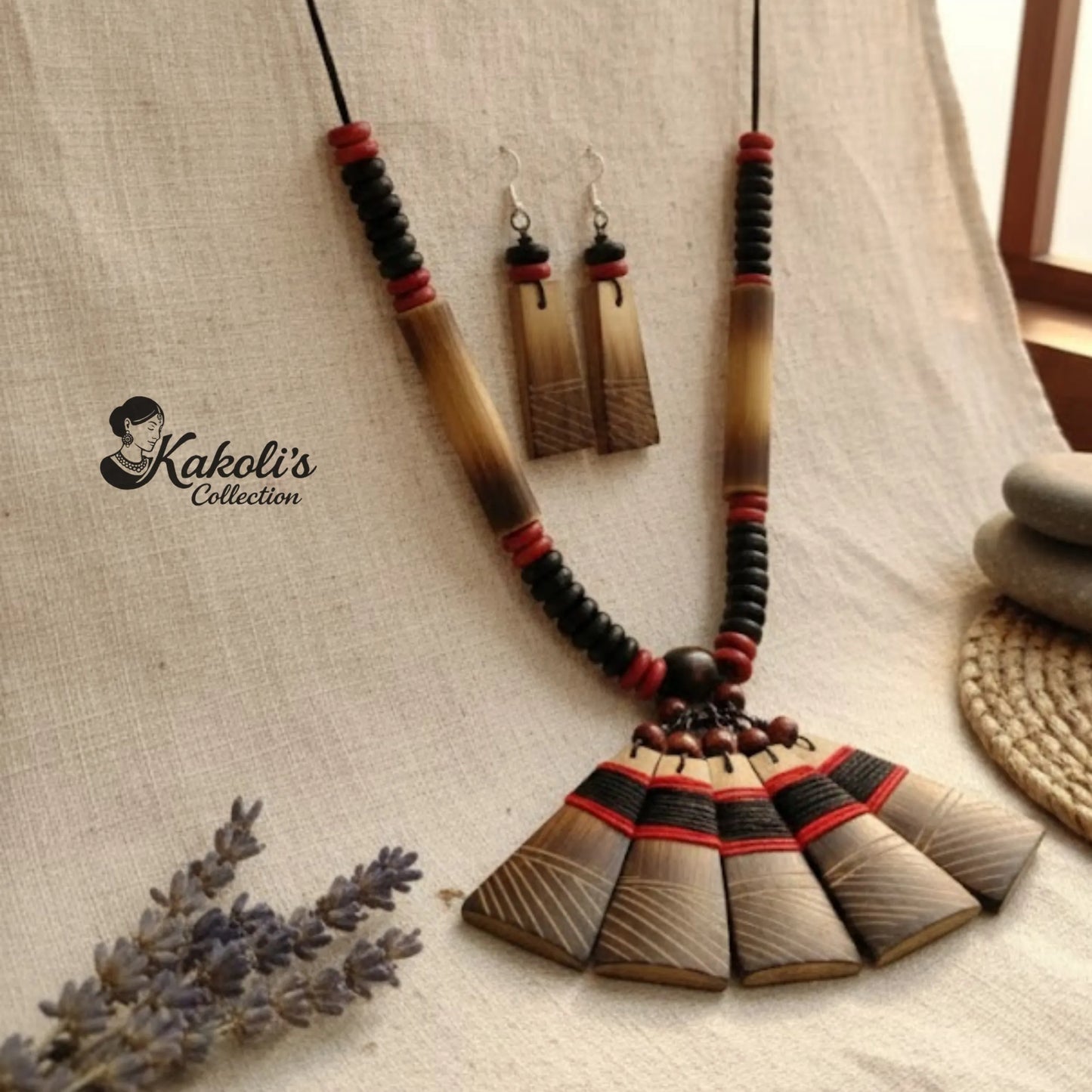 Ember Fan Bamboo Jewellery Set