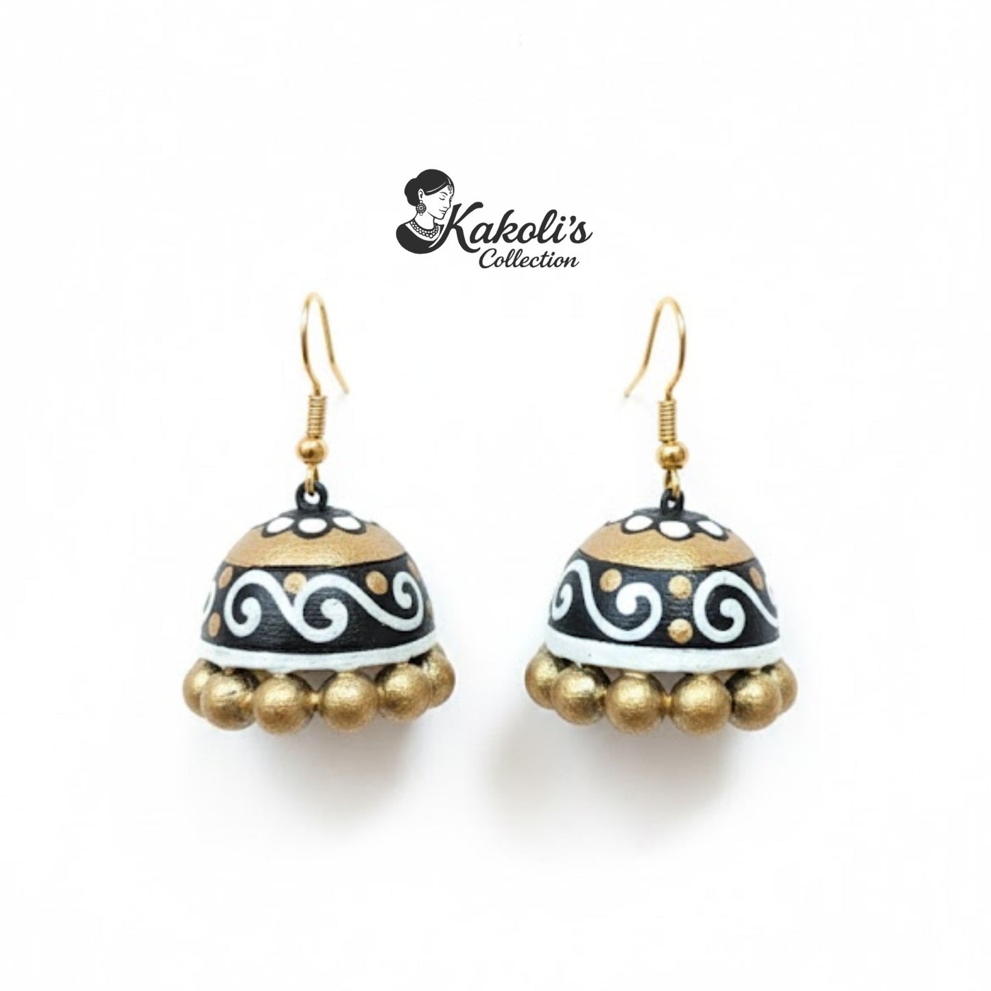 Noor Scroll Terracotta Jhumka Earrings