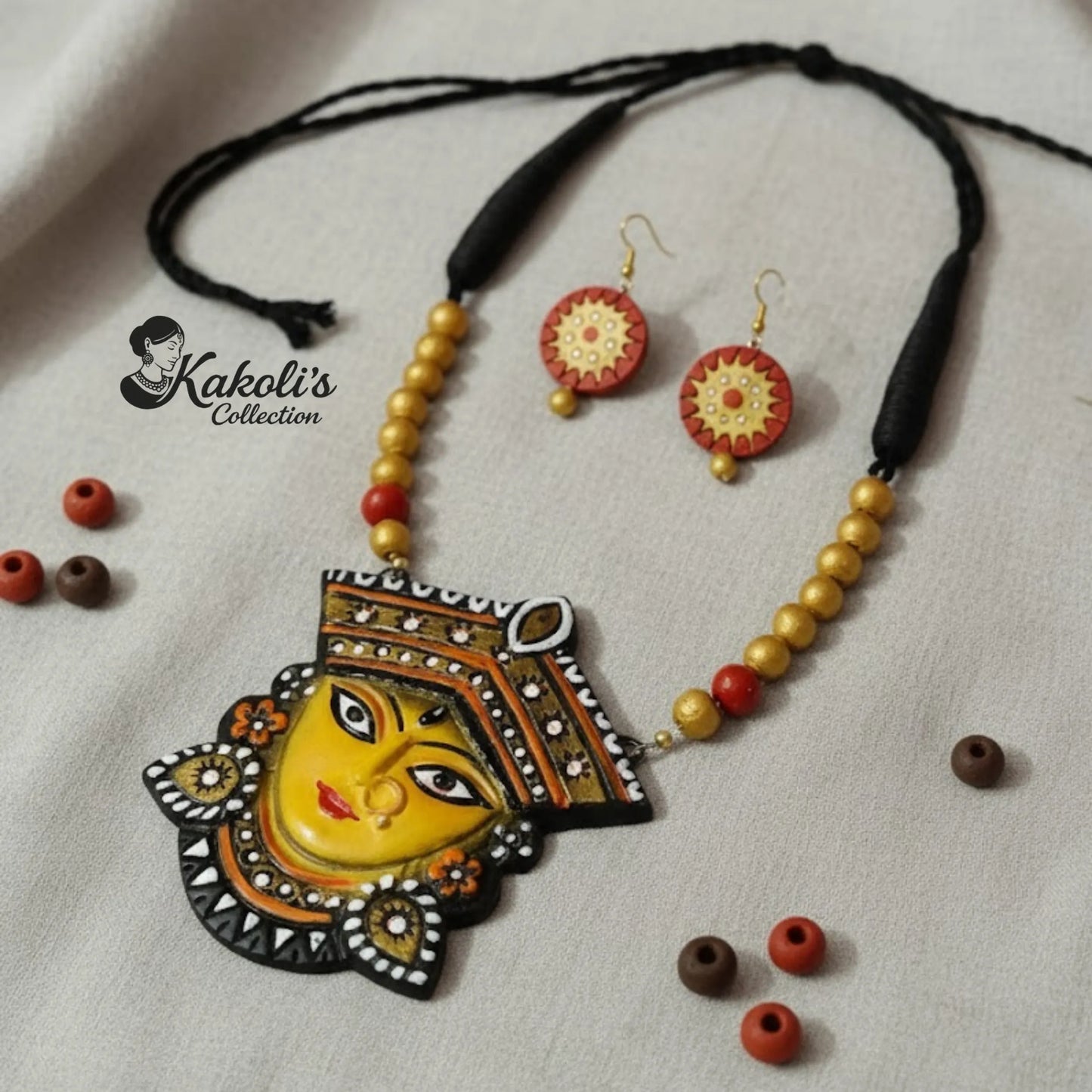 Jai Maa Durga Handcrafted Terracotta Necklace & Earrings Set