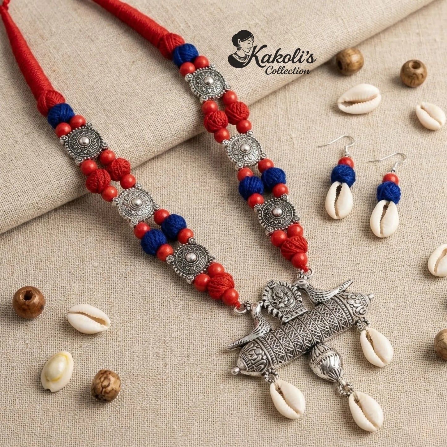 Ocean Raga Oxidised Cowrie Fabric Set