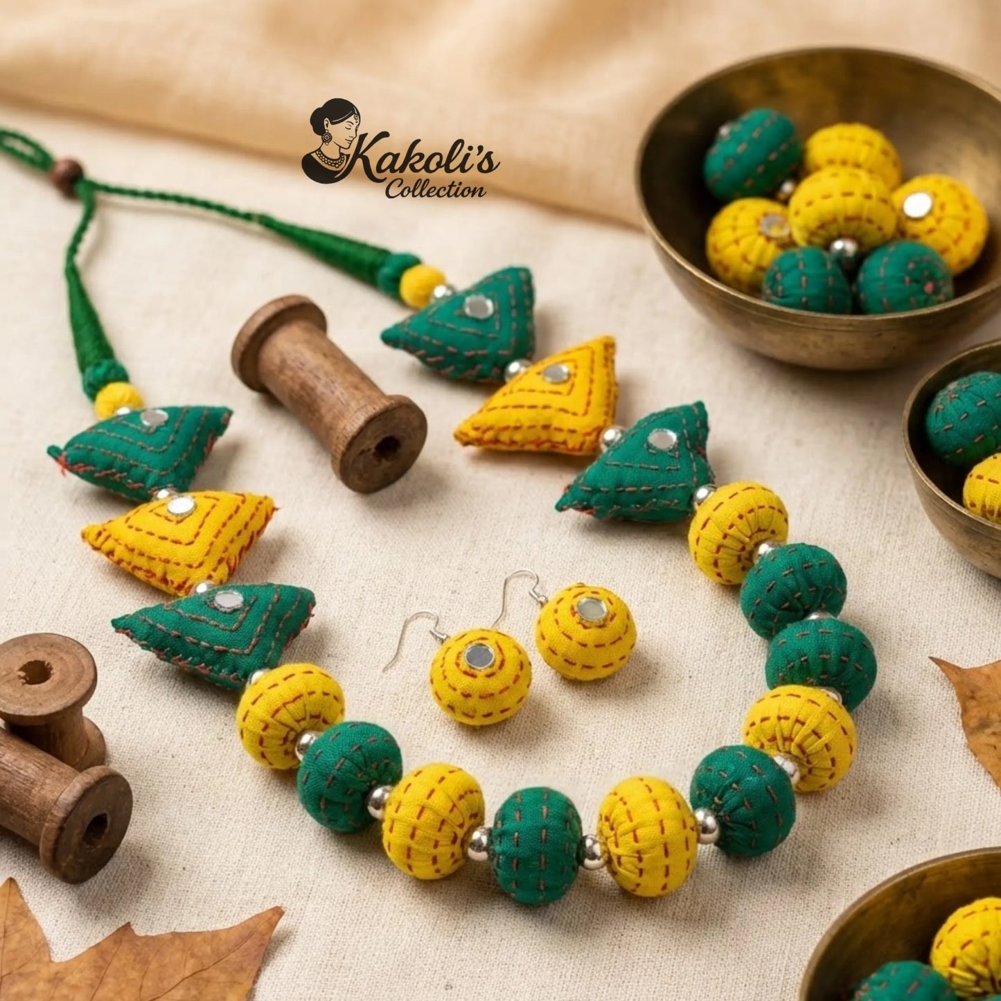 Meadow Moods Fabric Ball Jewellery Set