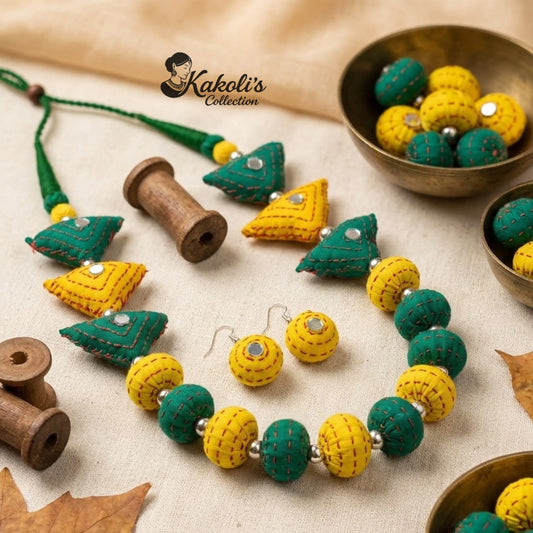 Meadow Moods Fabric Ball Jewellery Set