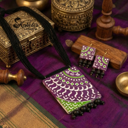 Mandala Drape Terracotta Necklace & Earrings Set