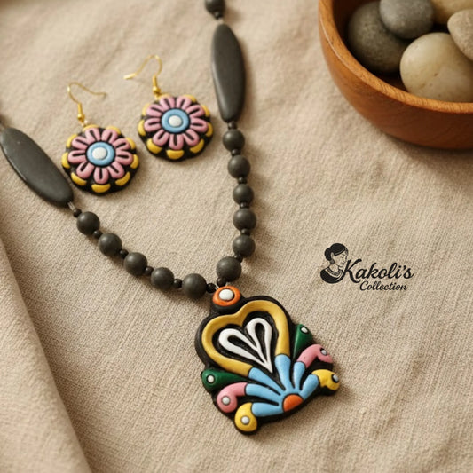 Folk Bloom Terracotta Necklace & Earrings Set