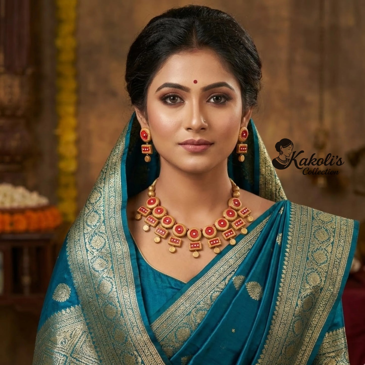 Royal Shringar Terracotta Necklace & Earrings Set