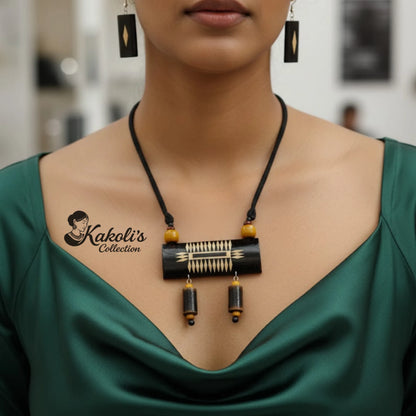 Midnight Weave Bamboo Jewellery Set