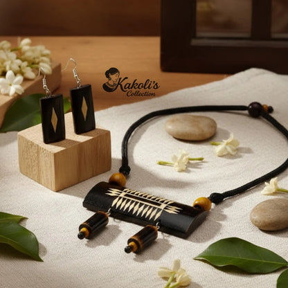Midnight Weave Bamboo Jewellery Set