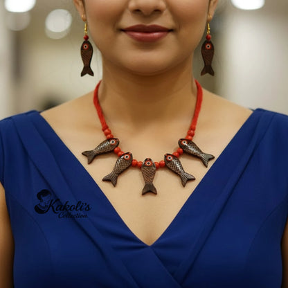 River Fish Bamboo Folk Jewellery Set