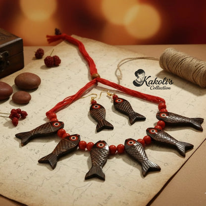 River Fish Bamboo Folk Jewellery Set