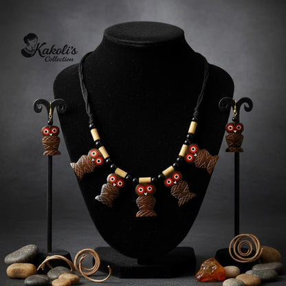 Owl Charm Bamboo Jewellery Set