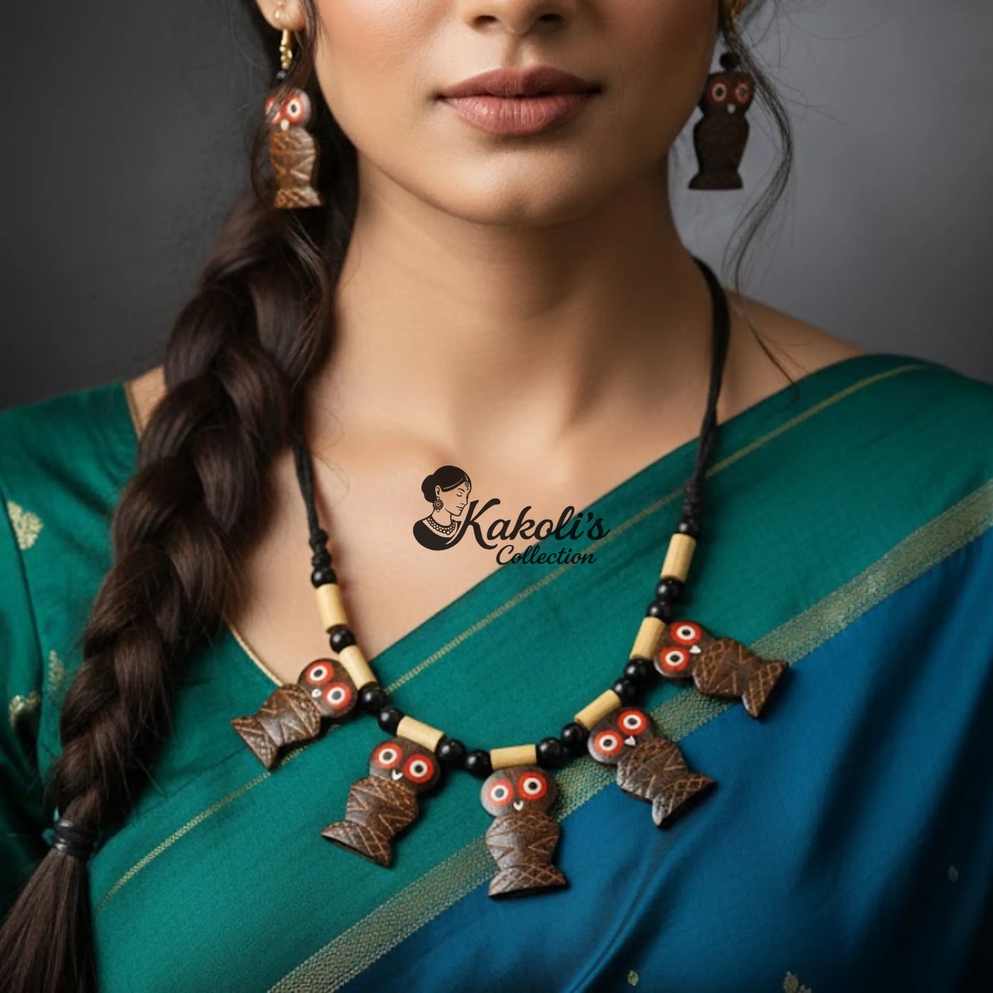 Owl Charm Bamboo Jewellery Set