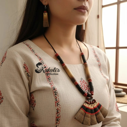 Ember Fan Bamboo Jewellery Set