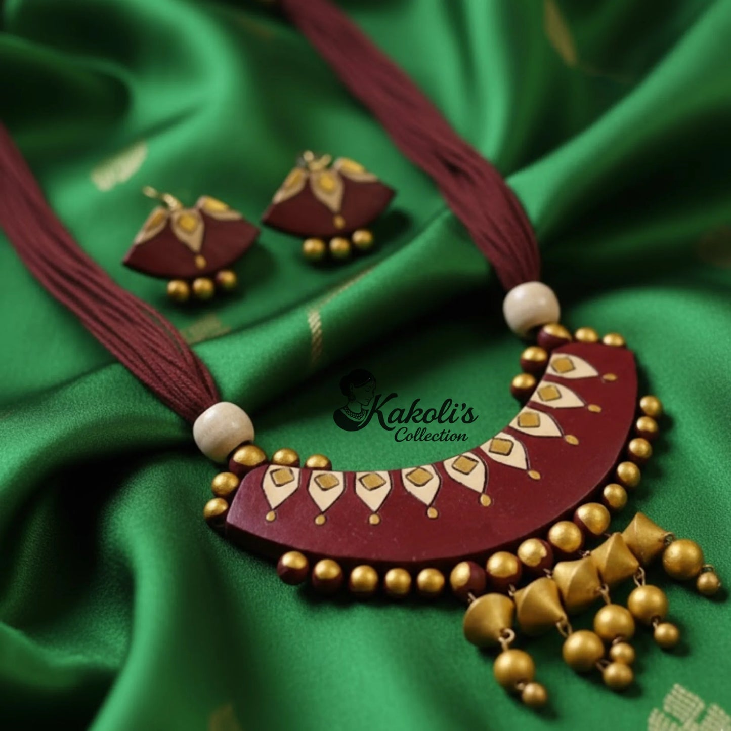 Half Moon Regal Terracotta Jewelry Set with Tribal Motifs