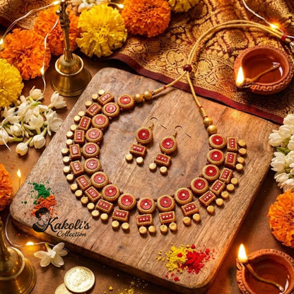 Royal Shringar Terracotta Necklace & Earrings Set