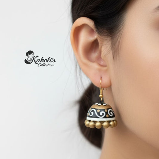 Noor Scroll Terracotta Jhumka Earrings
