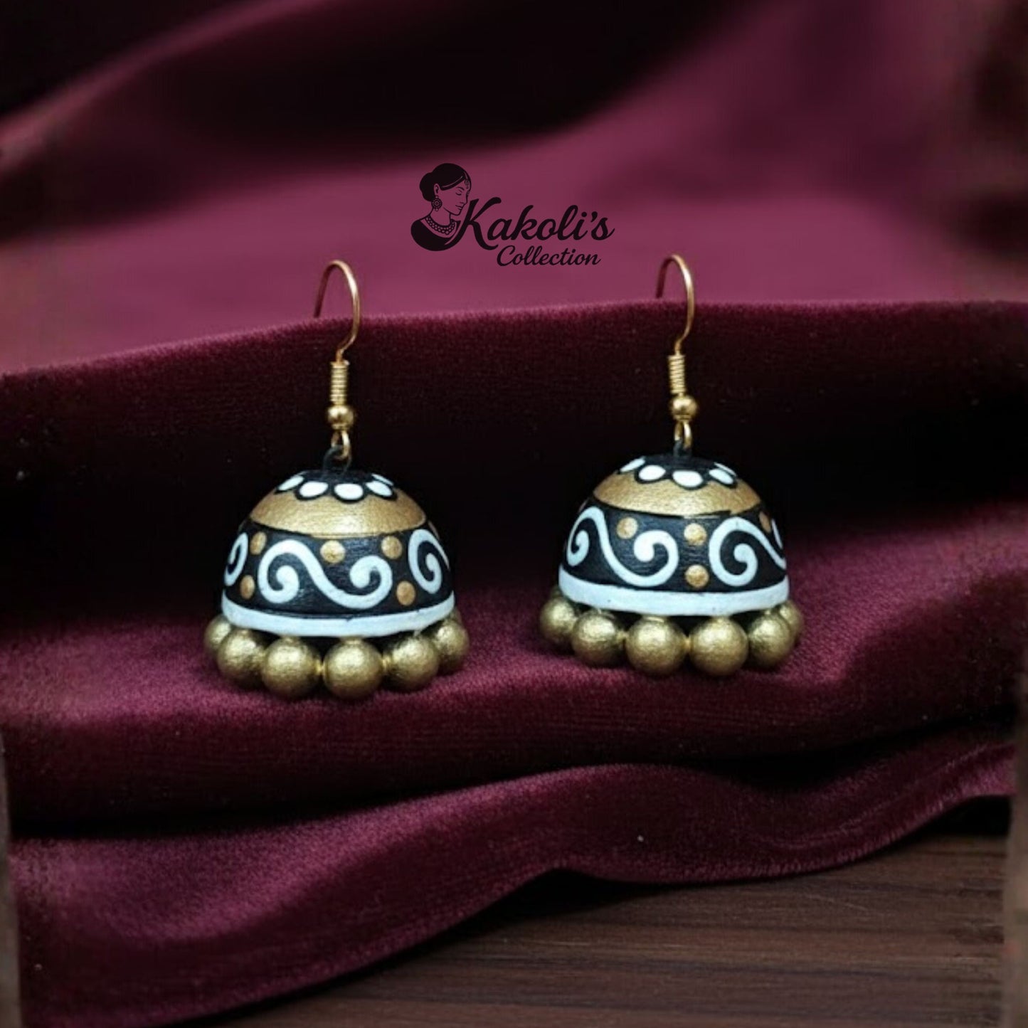 Noor Scroll Terracotta Jhumka Earrings