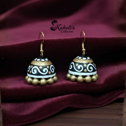 Noor Scroll Terracotta Jhumka Earrings