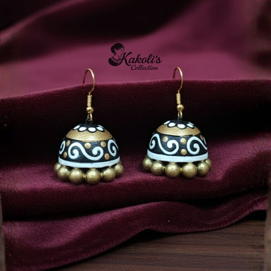 Noor Scroll Terracotta Jhumka Earrings