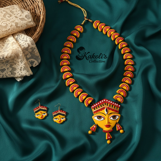 Adi Shakti - Hand Painted Divine Goddess Terracotta Jewellery Set