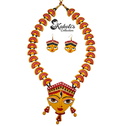 Adi Shakti - Hand Painted Divine Goddess Terracotta Jewellery Set