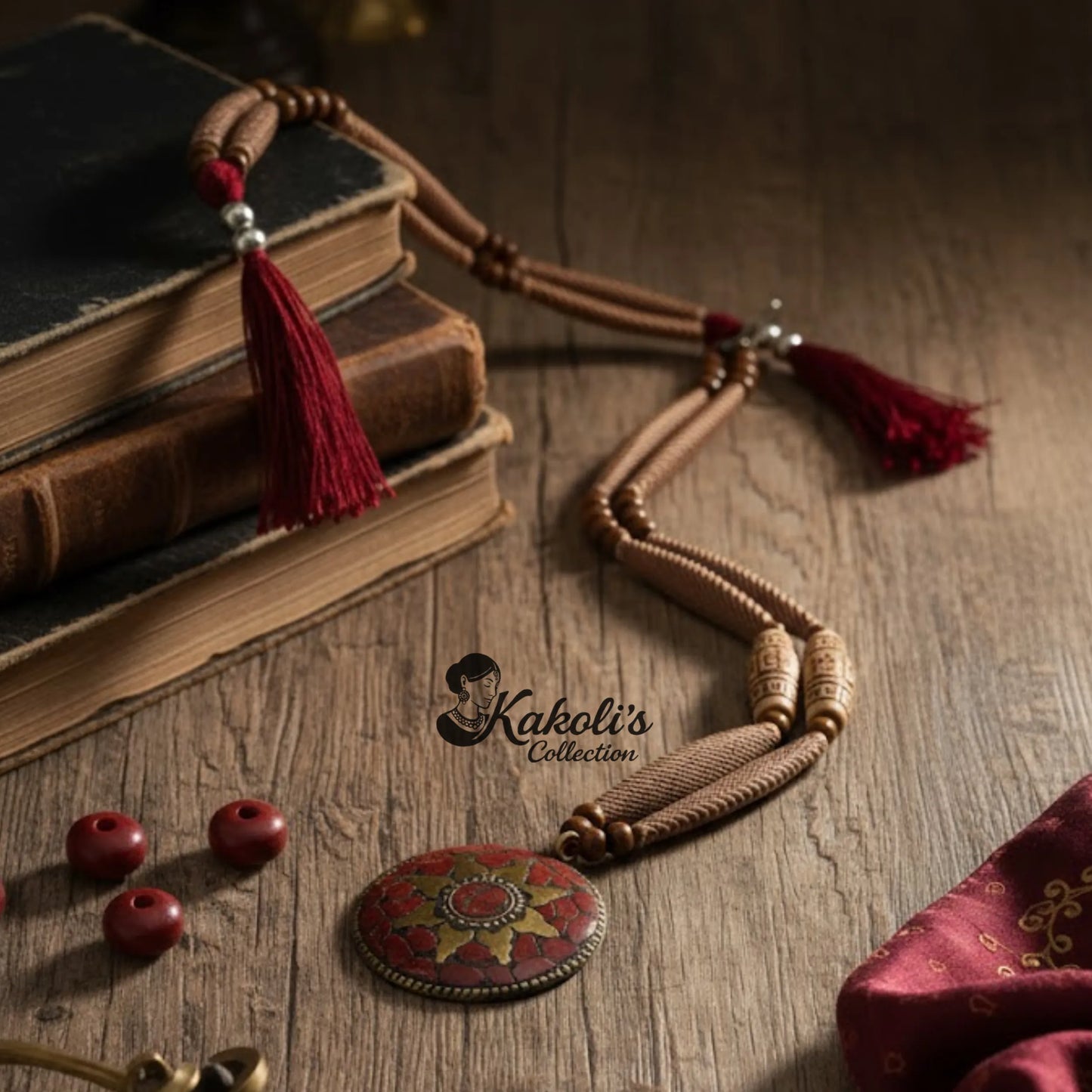 Dokra Lotus Medallion Necklace & Earrings Set