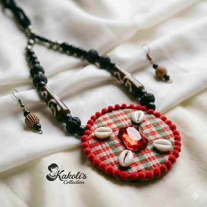 Ruby Gaze Fabric-Base Necklace Set