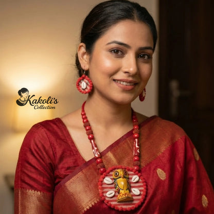 Owl Kauri Fabric Necklace & Earrings Set