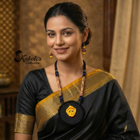 Shyama Devi Fabric & Wood Necklace Set