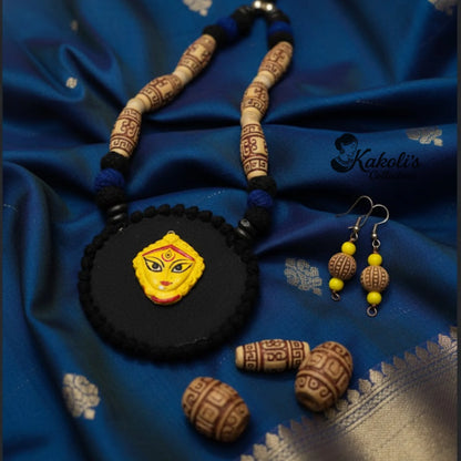 Shyama Devi Fabric & Wood Necklace Set