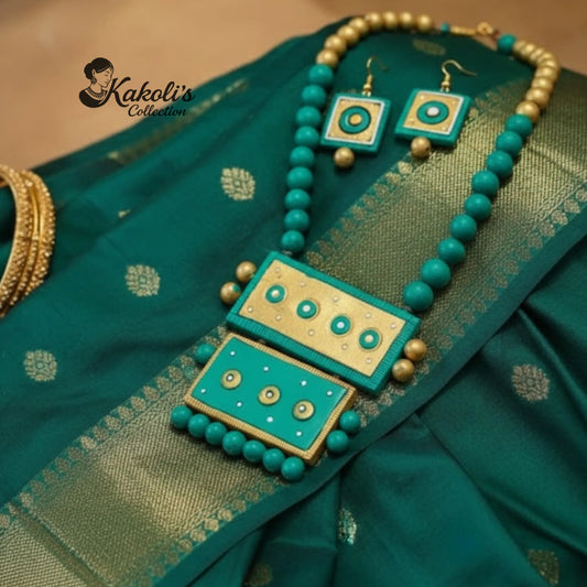 Regal Orbit Terracotta Necklace & Earrings Set