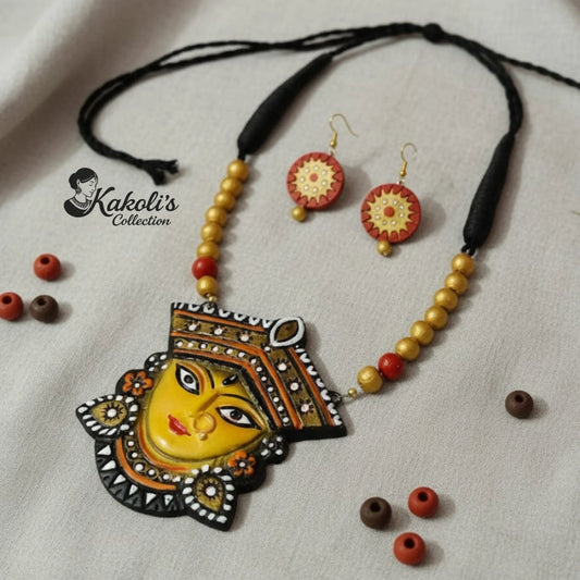 Jai Maa Durga Handcrafted Terracotta Necklace & Earrings Set