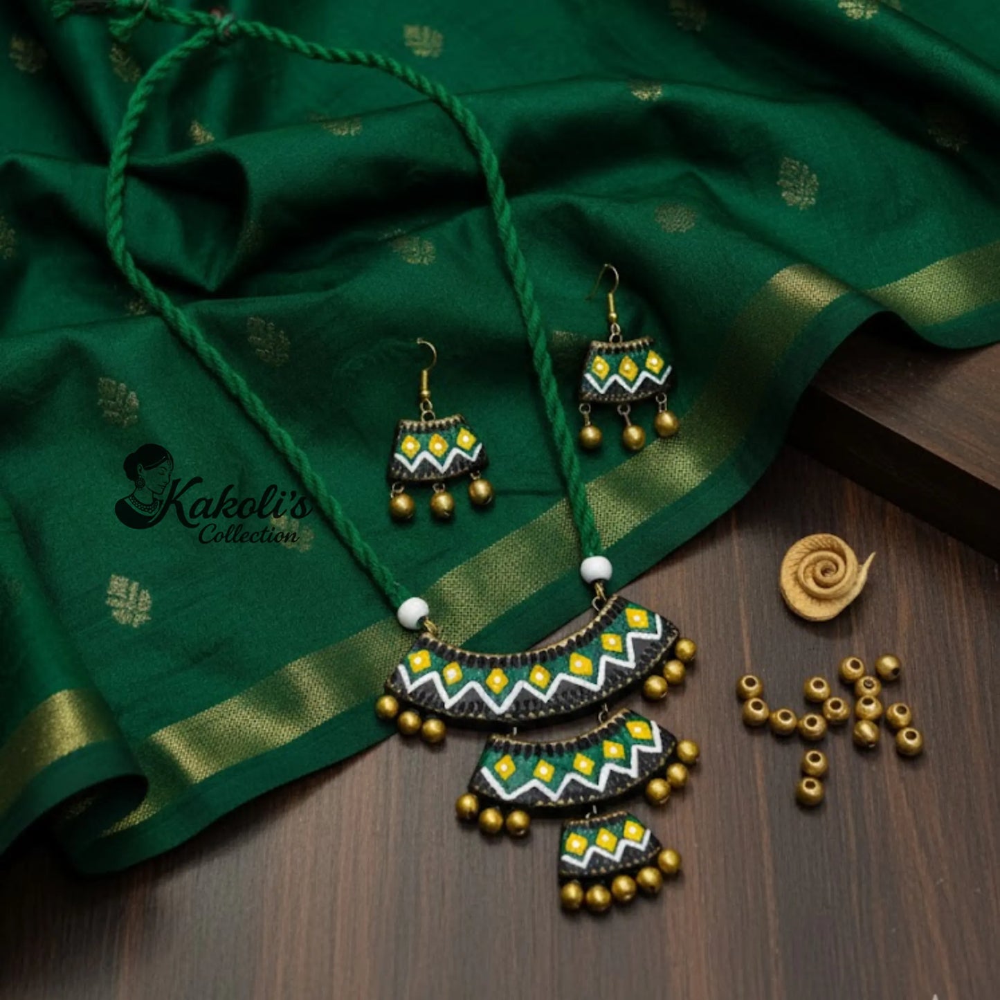 Tribal Harmony Tiered Terracotta Necklace & Earrings Set