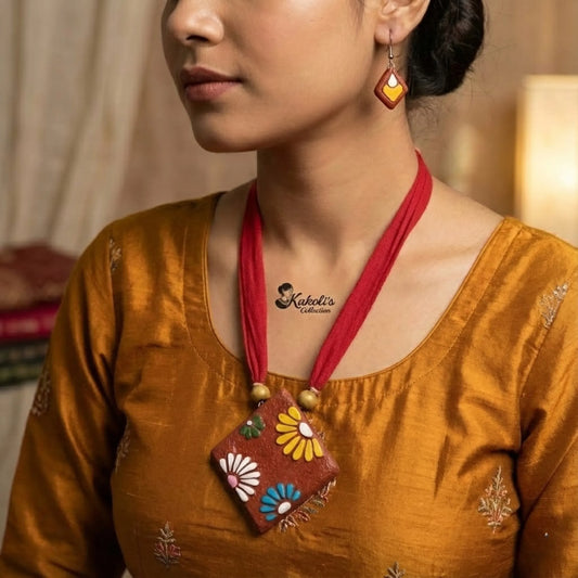 Meadow Bloom Terracotta Necklace & Earrings Set