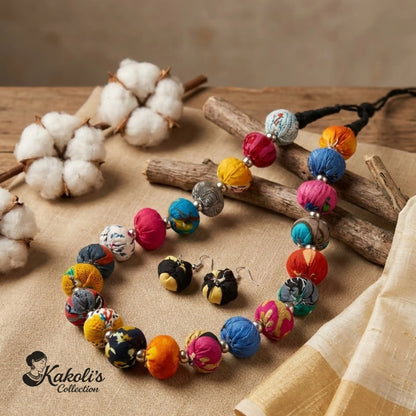 Earthsong Cotton Bloom Fabric Jewelry Set