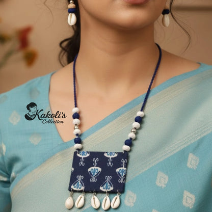 Indigo Shell Whisper Fabric Jewellery Set