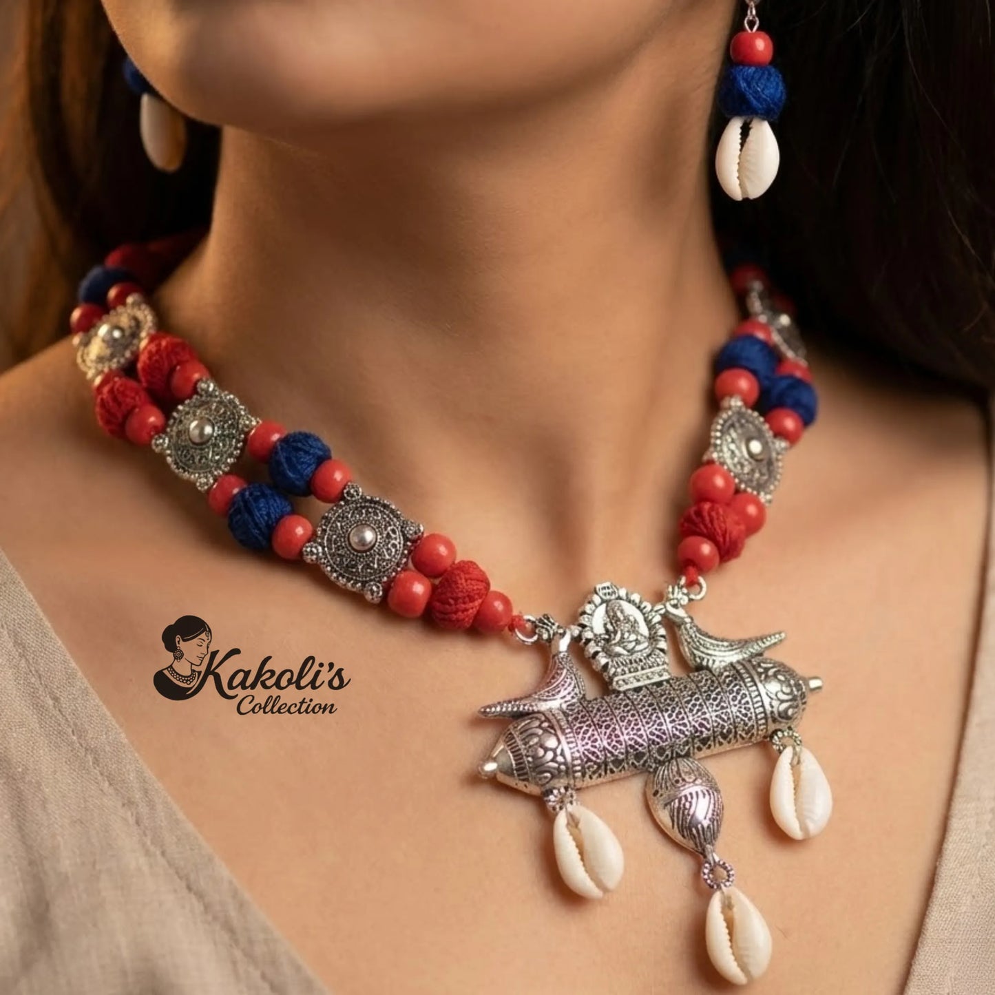 Ocean Raga Oxidised Cowrie Fabric Set