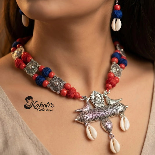 Ocean Raga Oxidised Cowrie Fabric Set