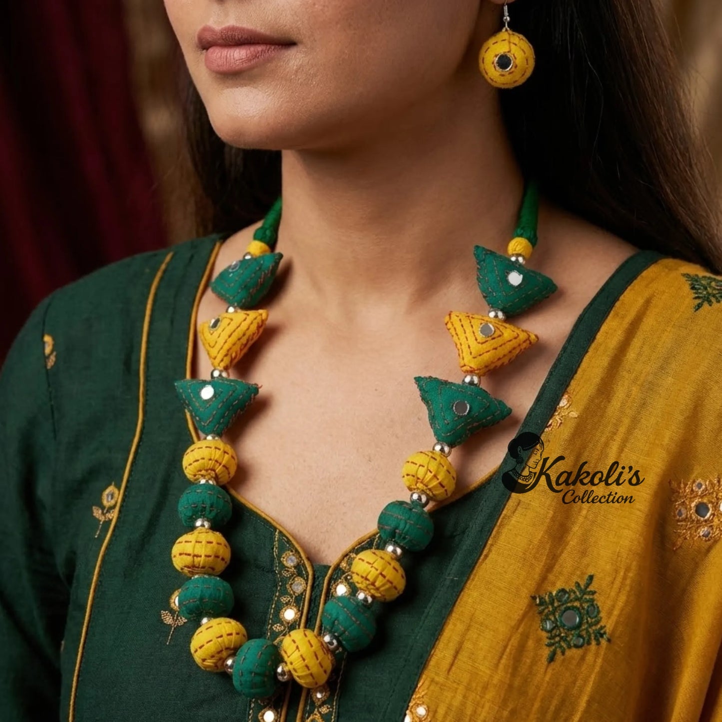 Meadow Moods Fabric Ball Jewellery Set