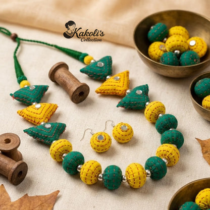 Meadow Moods Fabric Ball Jewellery Set