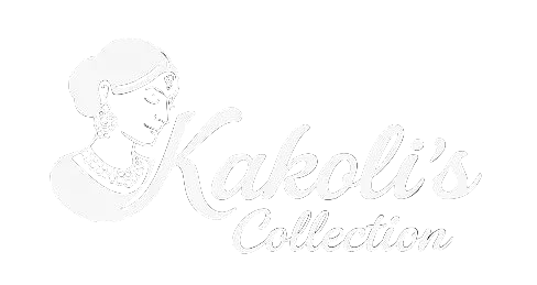 White logo with 'Kakoli's Collection' text on a white background