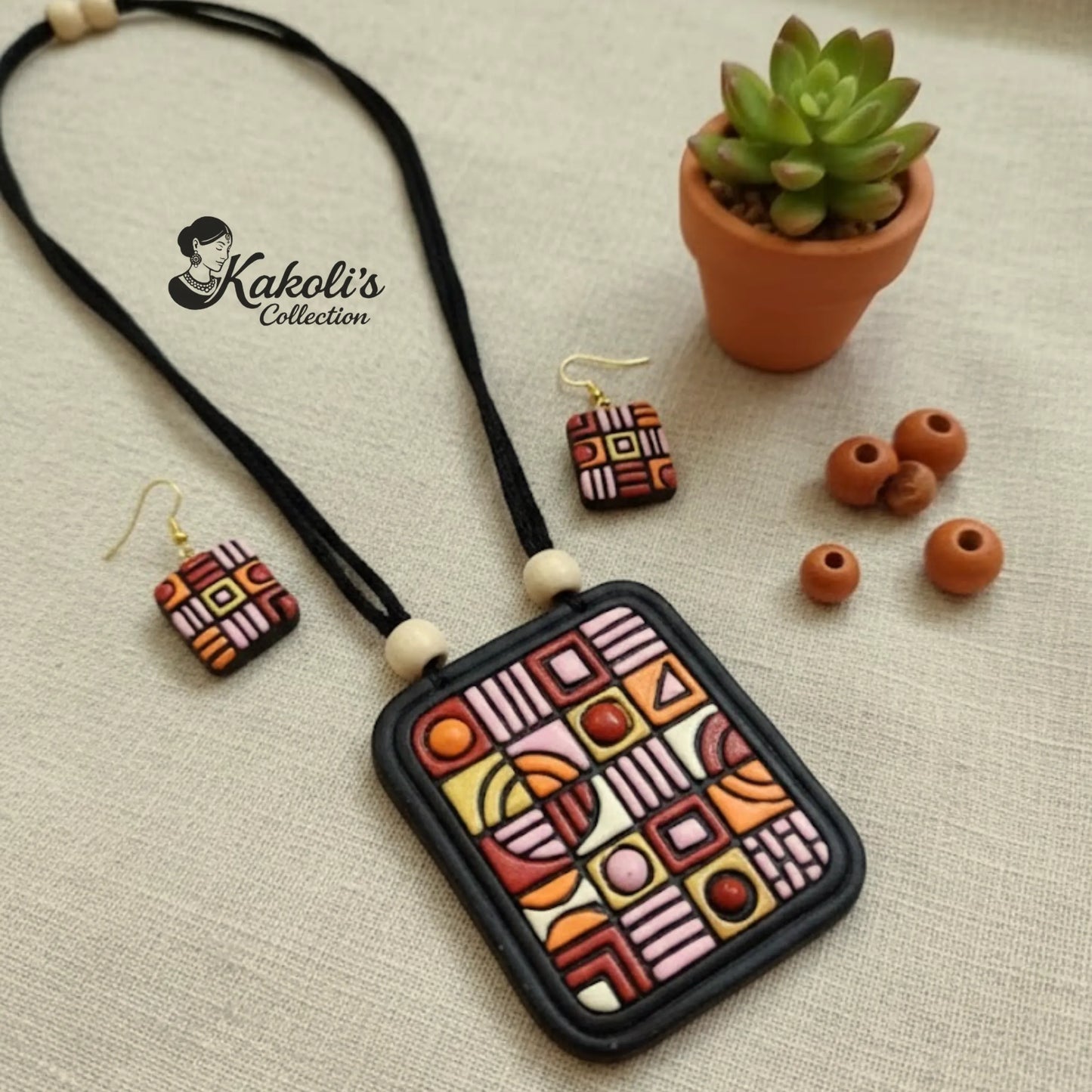 Urban Mosaic Terracotta Necklace & Earrings Set