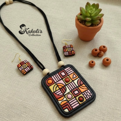 Urban Mosaic Terracotta Necklace & Earrings Set
