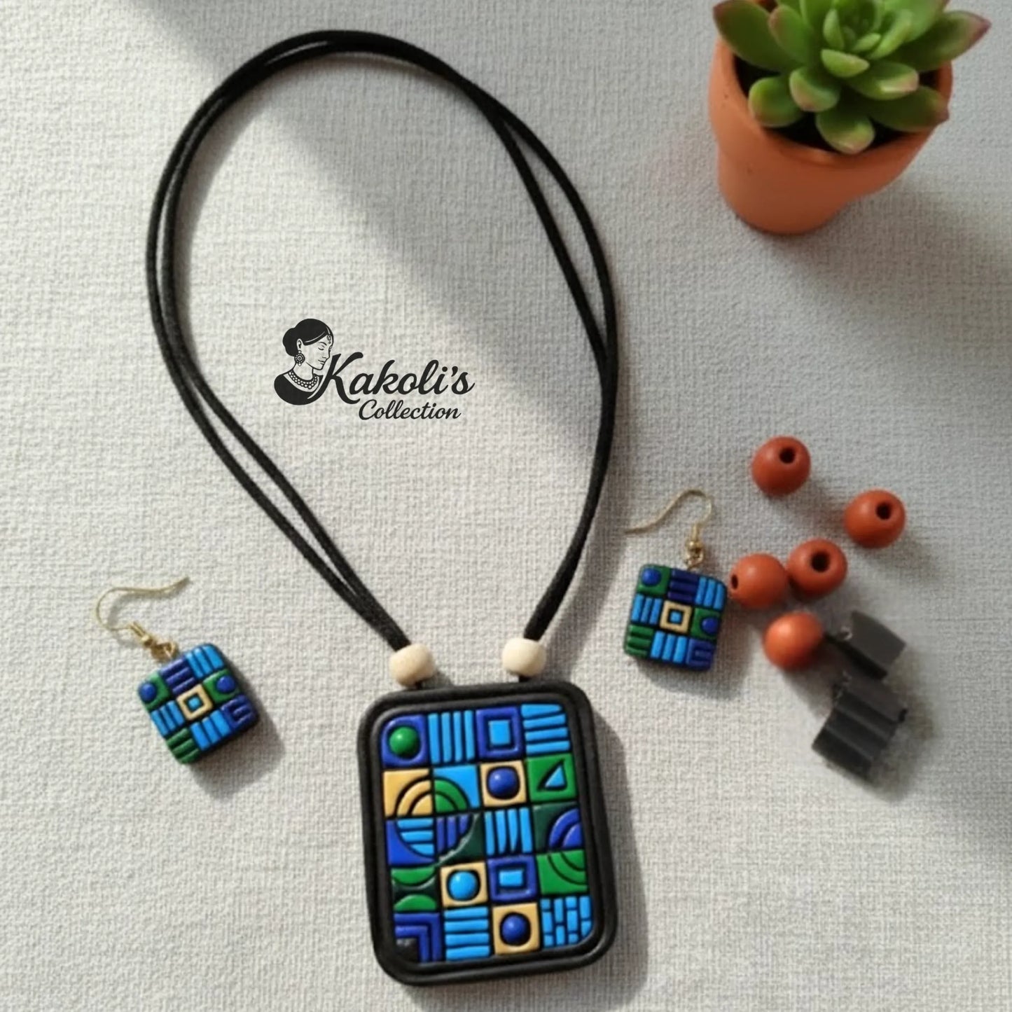 Urban Mosaic Terracotta Necklace & Earrings Set