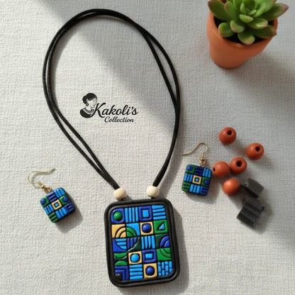Urban Mosaic Terracotta Necklace & Earrings Set
