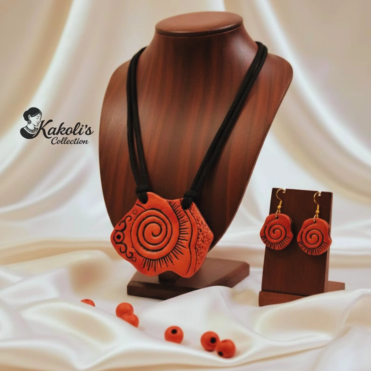 Spiral Aura Terracotta Necklace & Earrings Set