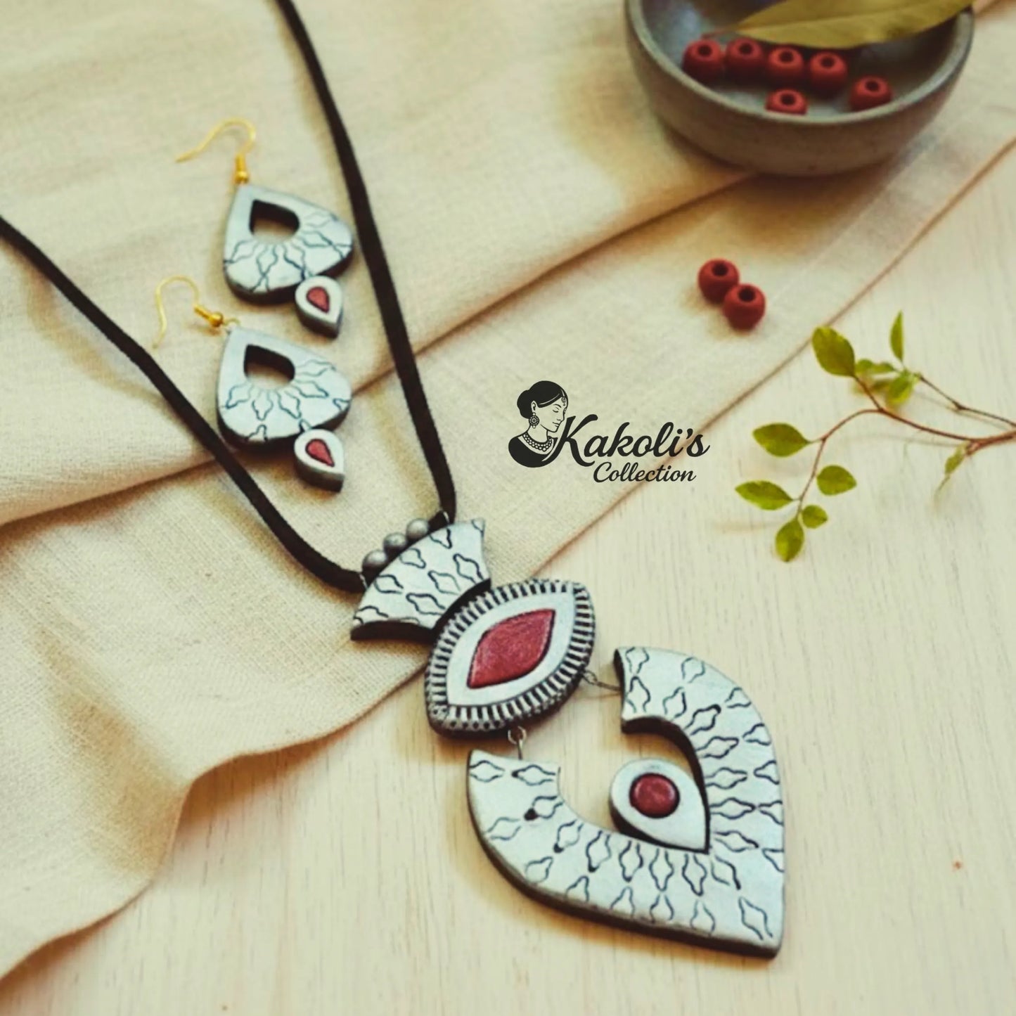 Mystic Heart Terracotta Necklace & Earrings Set