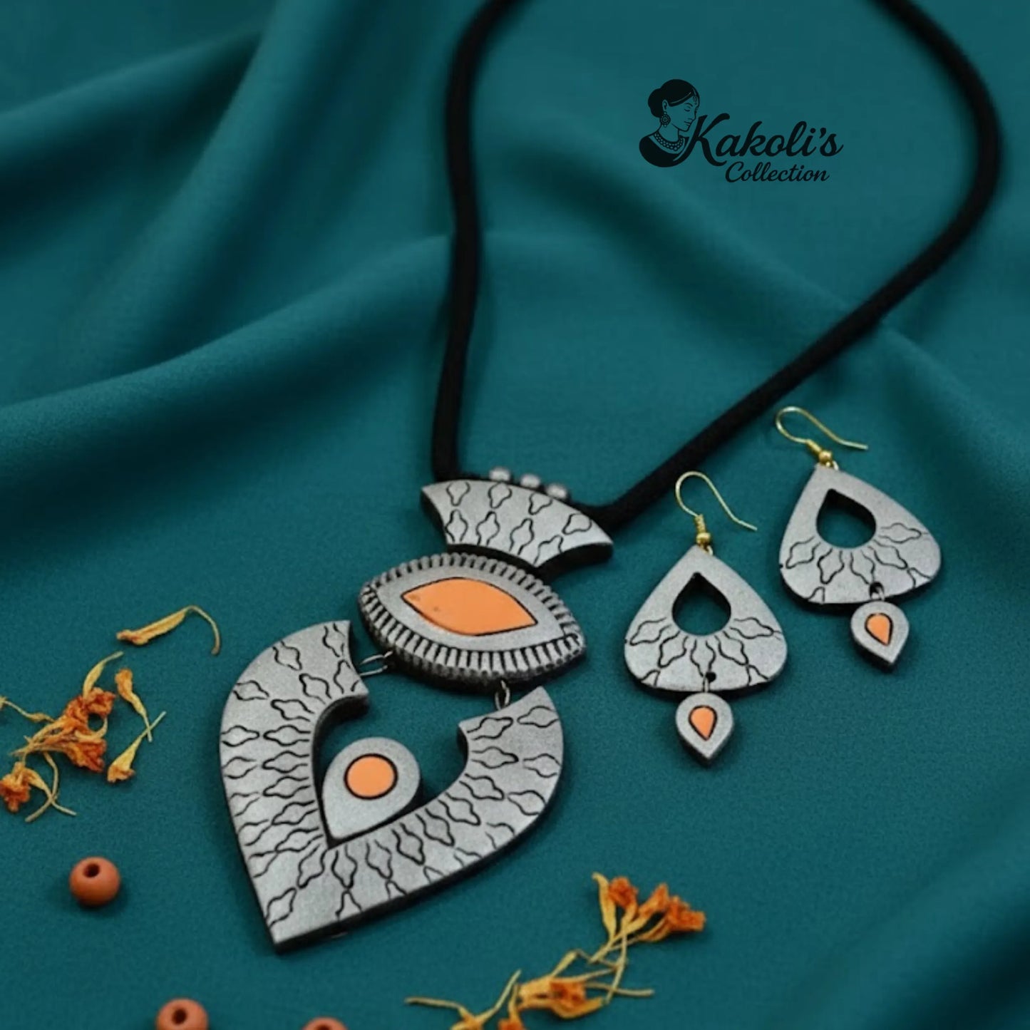 Mystic Heart Terracotta Necklace & Earrings Set