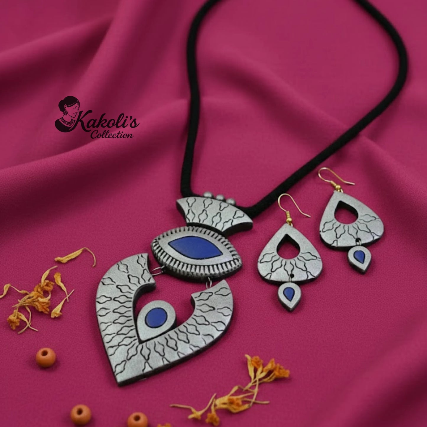 Mystic Heart Terracotta Necklace & Earrings Set