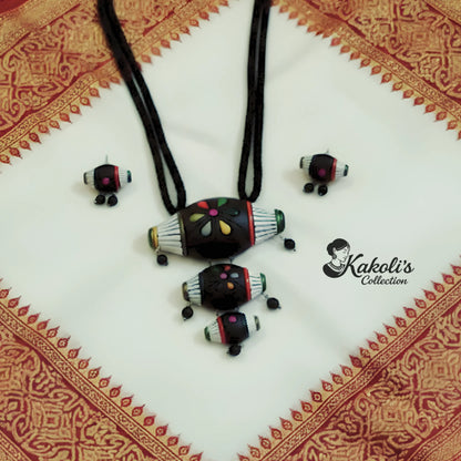 Temple Drum Terracotta Necklace & Earrings Set
