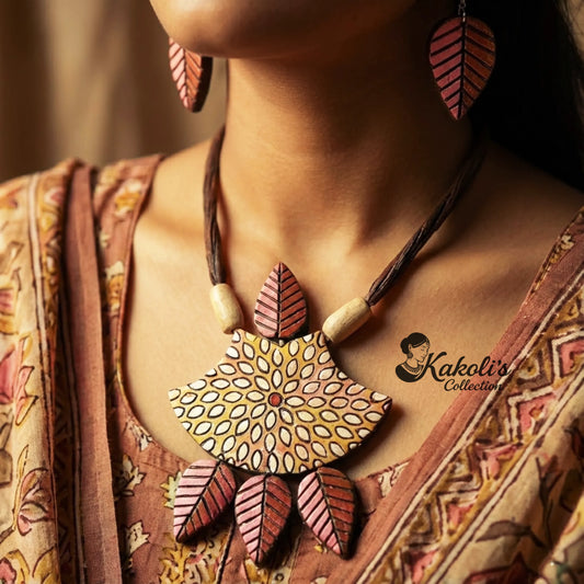 Forest Canopy Terracotta Necklace & Earrings Set
